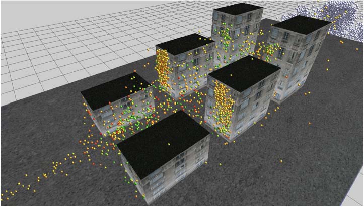 A real-time simulation of dispersion in an urban domain